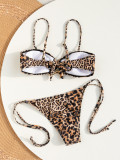 Leopard print split swimsuit