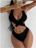 Rope hollow high waisted one-piece swimsuit