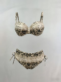 Serpentine bikini split print swimsuit