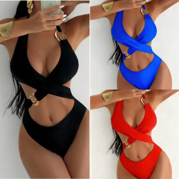 Rope hollow high waisted one-piece swimsuit