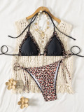 Leopard print split swimsuit