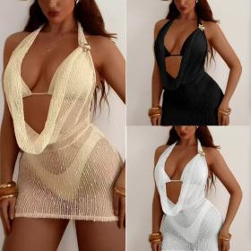 Swing collar three piece split bikini swimsuit