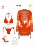 Hanging dye printed mesh long sleeved beach skirt