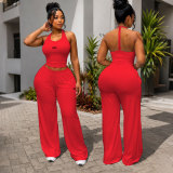Quick drying beautiful back suspender sports suit two-piece set
