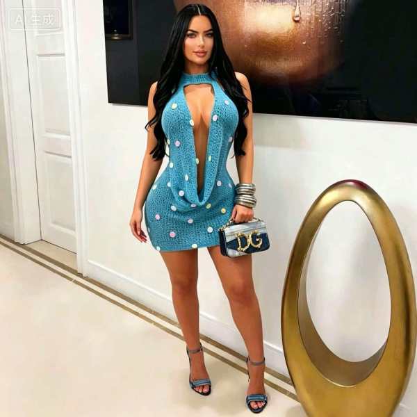 Backless knitted sequin beach skirt