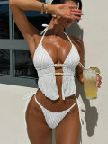 Neck strap split swimsuit