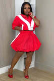 Color blocked quick drying bubble skirt set