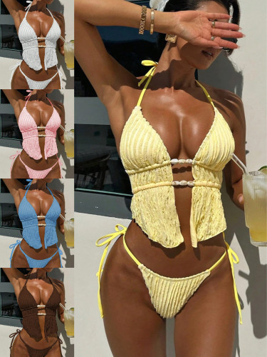 Neck strap split swimsuit