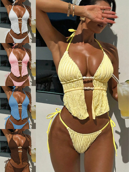 Neck strap split swimsuit