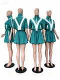 Color blocked quick drying bubble skirt set