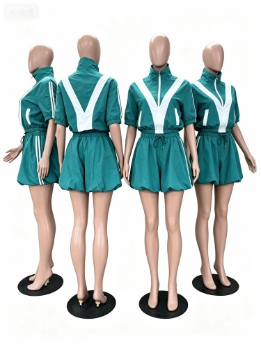Color blocked quick drying bubble skirt set