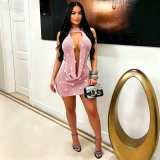 Backless knitted sequin beach skirt