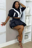 Color blocked quick drying bubble skirt set