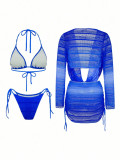 Hanging dye printed mesh long sleeved beach skirt