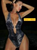 Deep V-neck backless lace up swimsuit
