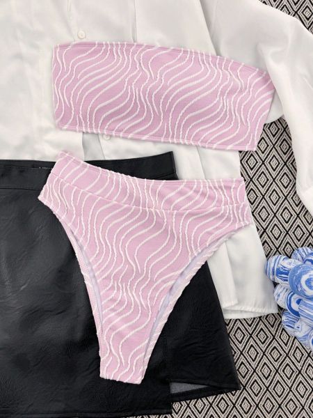 Chest hugging multi-color split bikini swimsuit
