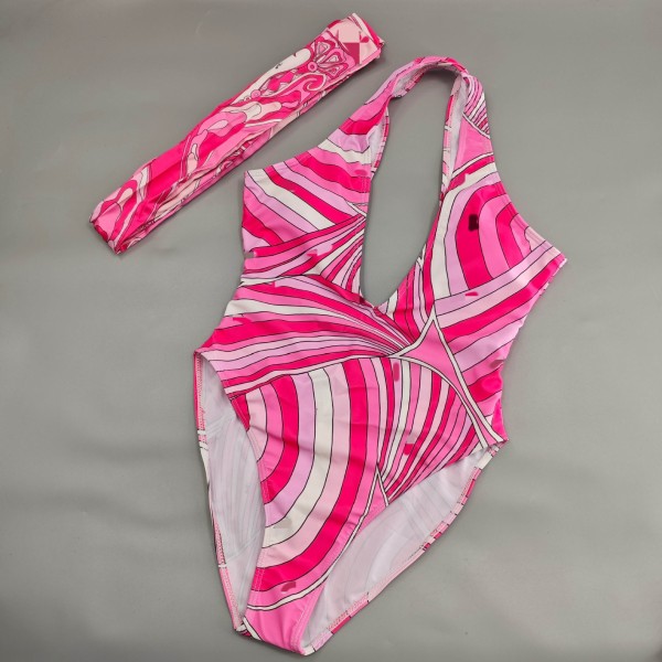 Headscarf striped bikini swimsuit