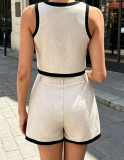 Sleeveless vest top+shorts two-piece set