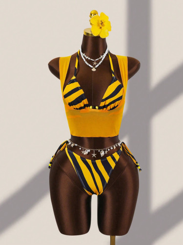 Lace up bikini cardigan top suit