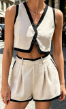 Sleeveless vest top+shorts two-piece set