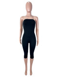 Strapless and backless tight jumpsuit