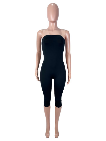Strapless and backless tight jumpsuit