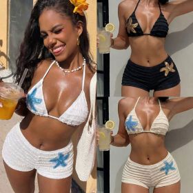 Split flat leg pants swimsuit swimsuit