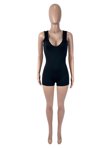 Shoulder strap sleeveless back hollow jumpsuit