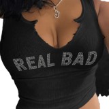 Letter printed U-neck vest top