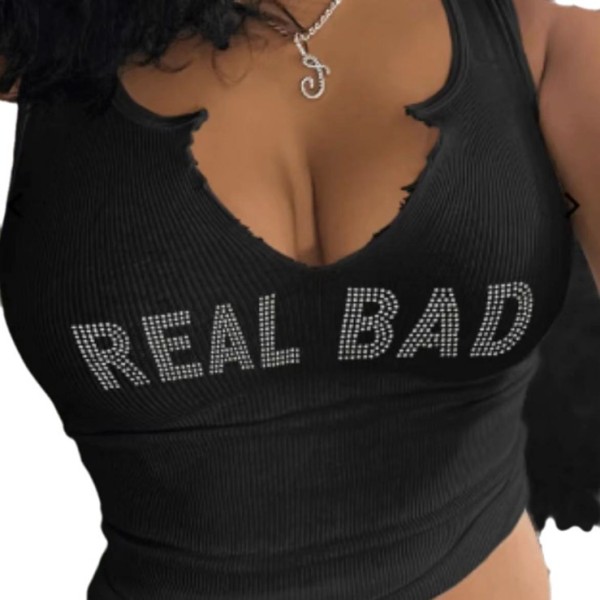 Letter printed U-neck vest top
