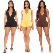 V-neck tight hanging neck backless jumpsuit
