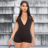 V-neck tight hanging neck backless jumpsuit