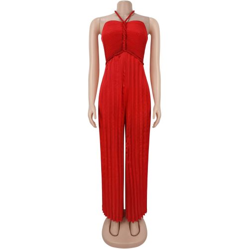 Pleated wide leg jumpsuit