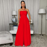 Pleated wide leg jumpsuit