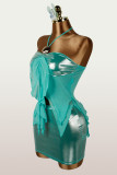 Neck strap strapless vest top, hip hugging skirt two-piece set