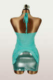 Neck strap strapless vest top, hip hugging skirt two-piece set