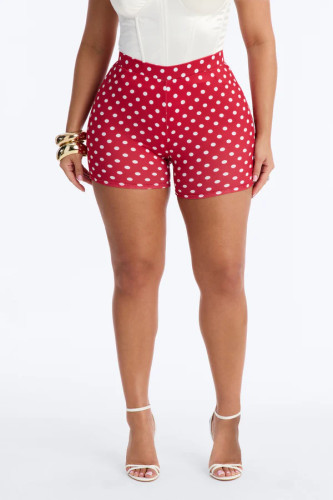 Polka dot printed hip lifting shorts