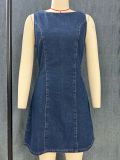 Long zipper denim dress