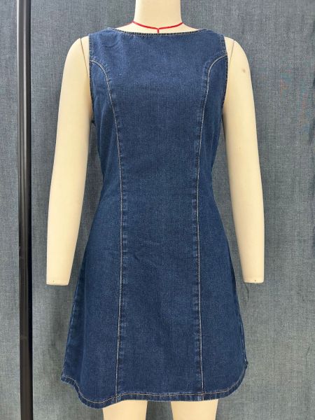 Long zipper denim dress