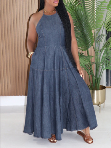 Sleeveless vest denim dress