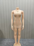 Super elastic bright perspective sleeveless vest skirt