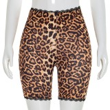 Tight printed lace border motorcycle shorts