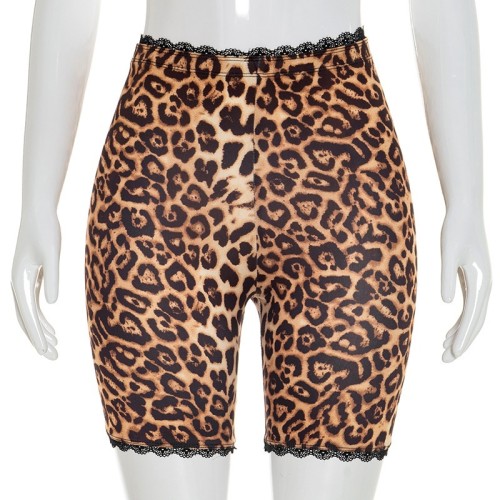 Tight printed lace border motorcycle shorts