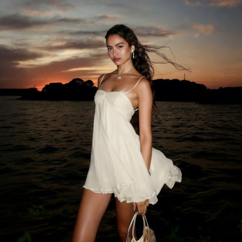 One collar chiffon camisole dress