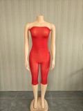Super elastic bright strapless jumpsuit