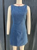 Long zipper denim dress