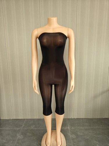 Super elastic bright strapless jumpsuit