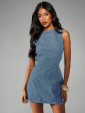 Long zipper denim dress