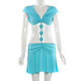 Waist revealing patchwork dress
