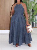 Sleeveless vest denim dress